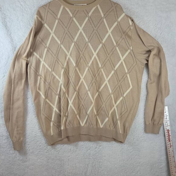 St. Croix Men's Diamond Pattern Crew Neck Pullover Sweater Tan XL - Picture 1 of 5